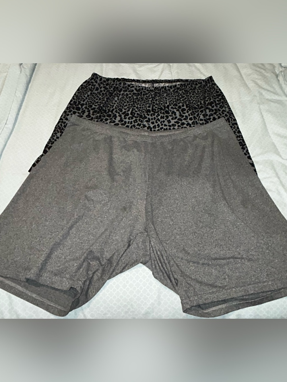 just be Gray and Leopard Print Bike Shorts
